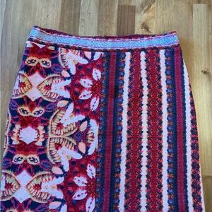 Maeve Red Multi-Pattern Pencil Skirt
